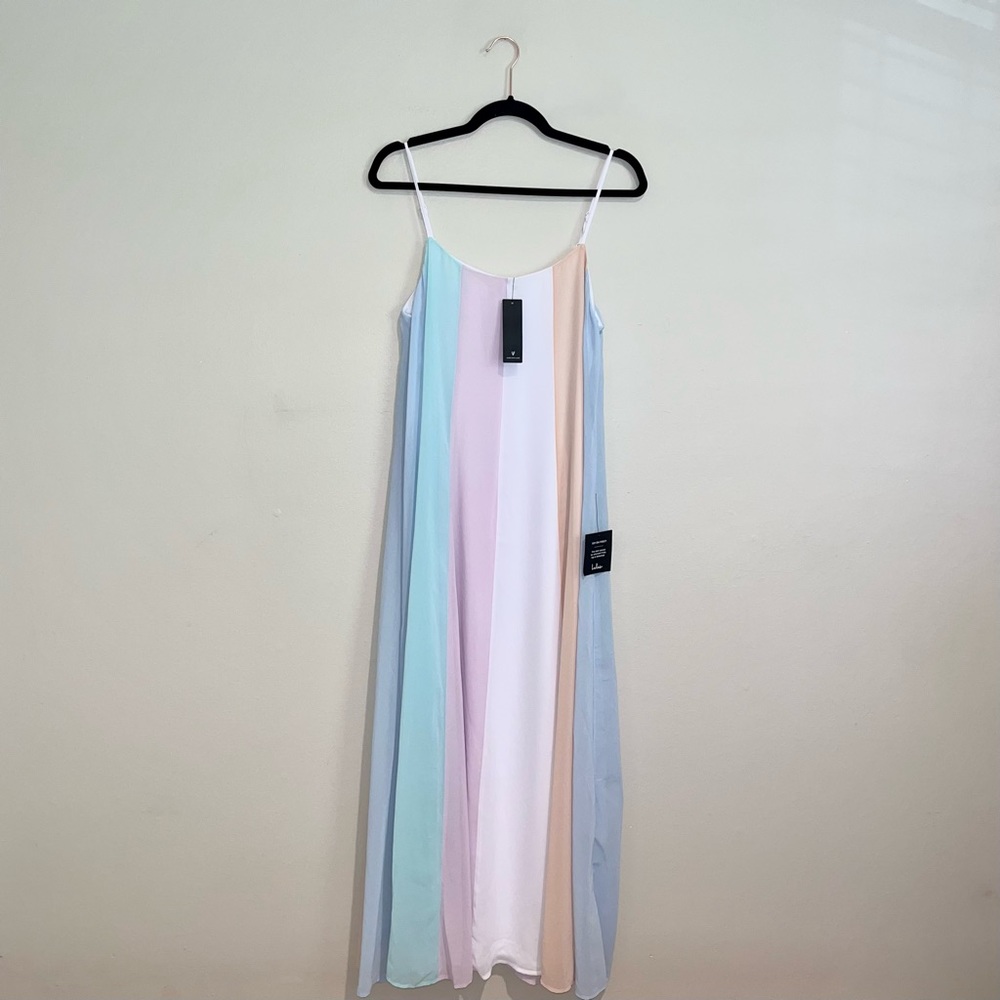 Lulus Pastel Striped Maxi Dress Sz S